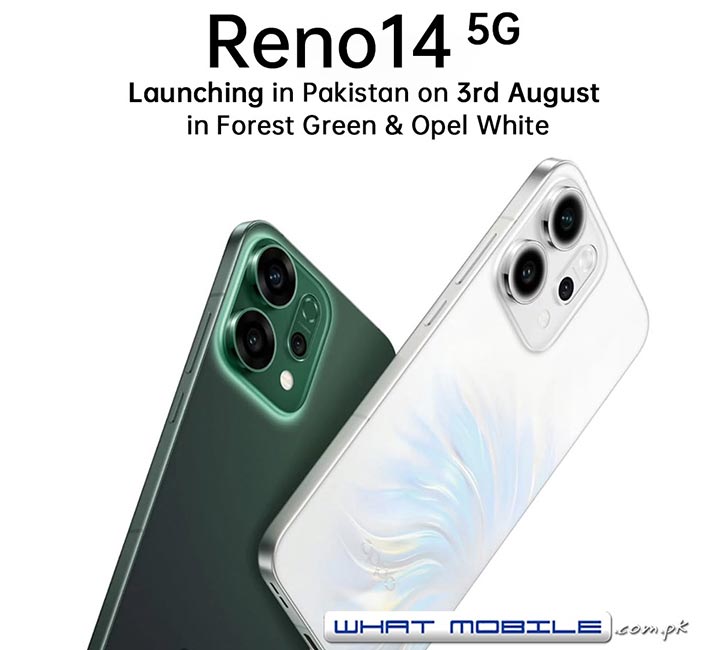 Oppo Reno 14 Launching in Pakistan on 3rd August in Forest Green & Opel White